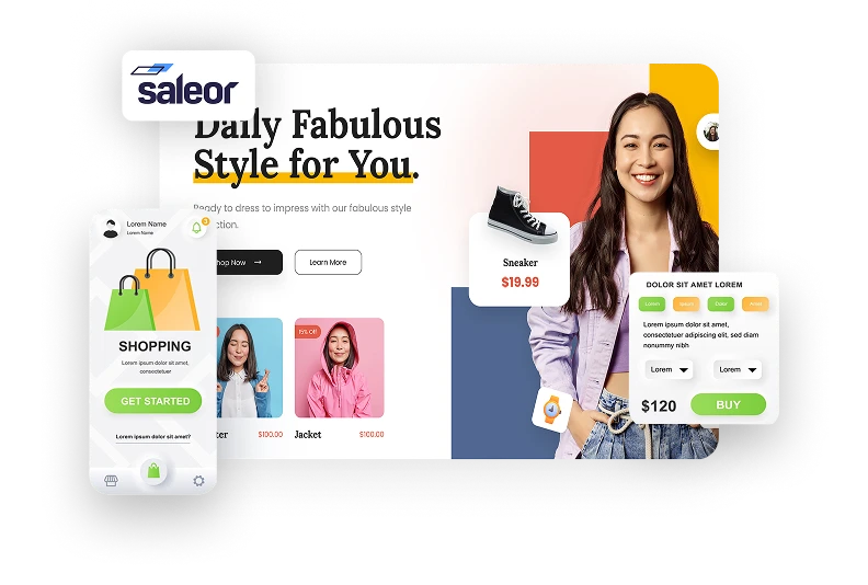 Saleor development services banner mockup