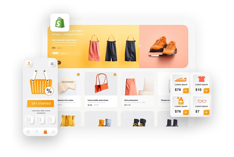 Shopify development services banner mockup